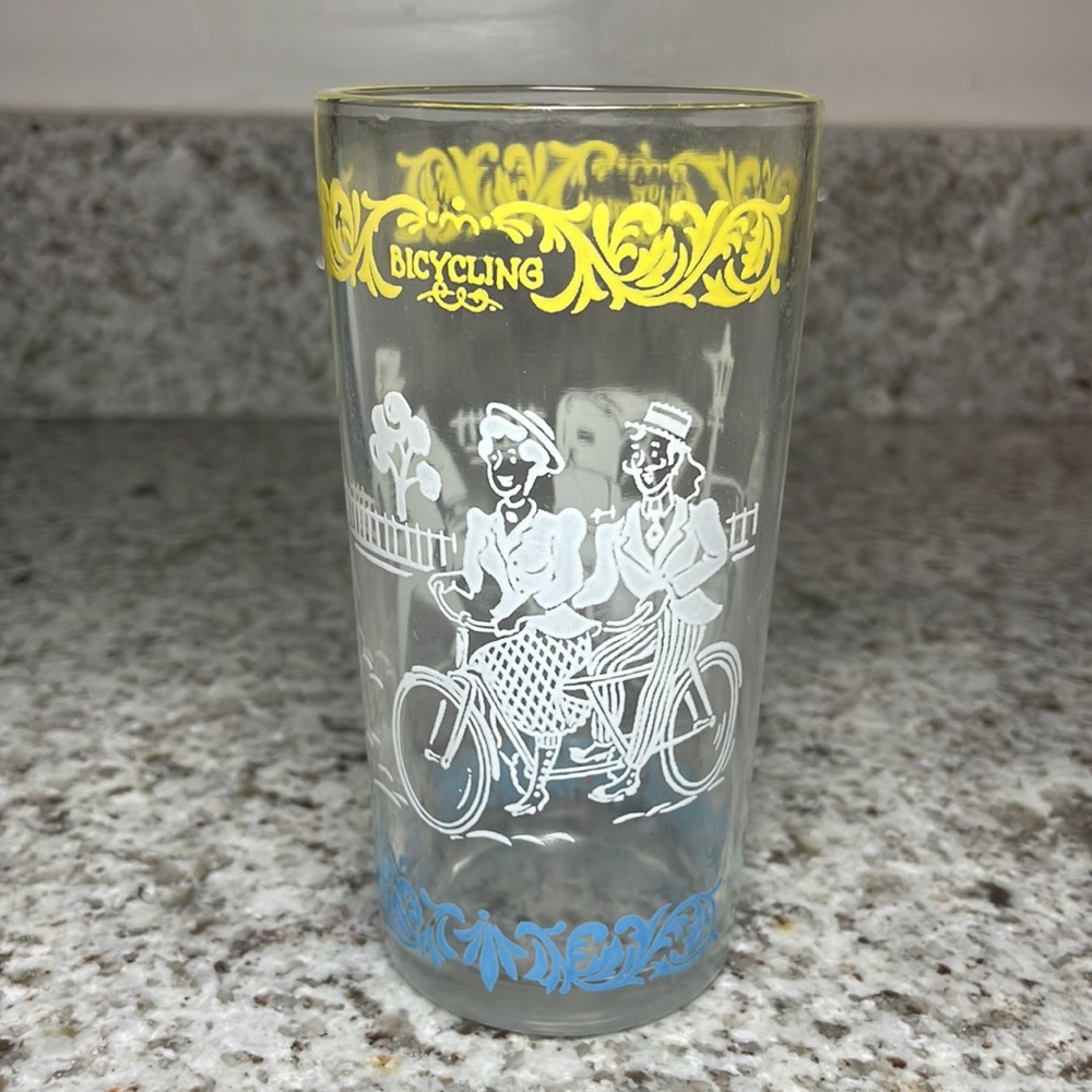 Vintage 1960’s Bicycling & Old Times Glass Cup